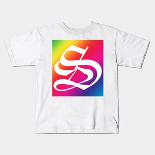 Rainbow White Letter S Kids T-Shirt